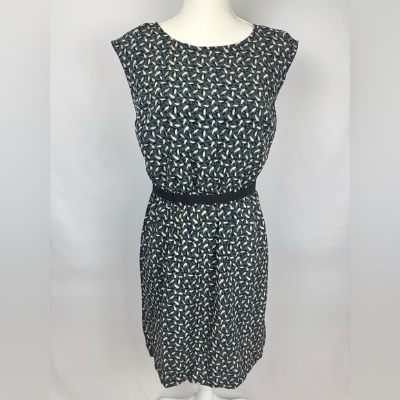 Ann Taylor LOFT Dress Sleeveless Leaf Print Lightweight Defined Waist Small - Picture 4 of 10